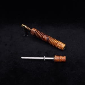 This image portrays Dynavap XL X-Fin Amboyna Burl Stem + Matching High Class M.P.-NEW! by Dovetail Woodwork.