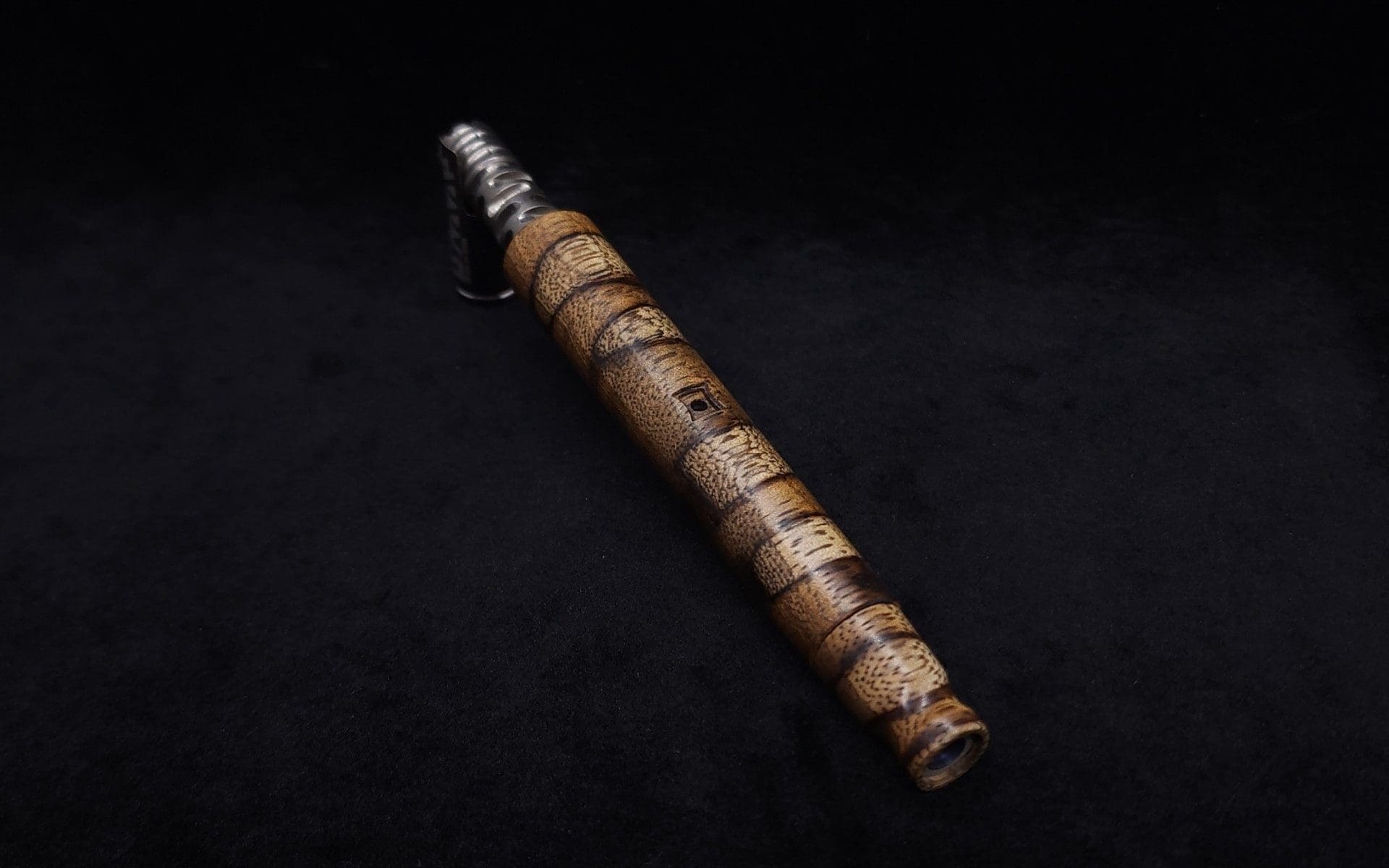 This image portrays Blunt/Spliff Dynavap XL Rare Black Limba Burl Stem + Book-Matched M.P.-NEW! by Dovetail Woodwork.