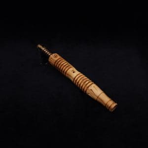 This image portrays Dynavap XL X-Fin Olivewood Stem + Book-Matched High Class M.P.-NEW! by Dovetail Woodwork.