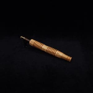 This image portrays Dynavap XL X-Fin Olivewood Stem + Book-Matched High Class M.P.-NEW! by Dovetail Woodwork.