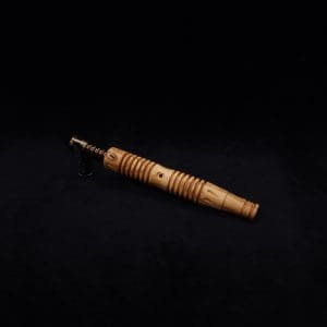 This image portrays Dynavap XL X-Fin Olivewood Stem + Book-Matched High Class M.P.-NEW! by Dovetail Woodwork.