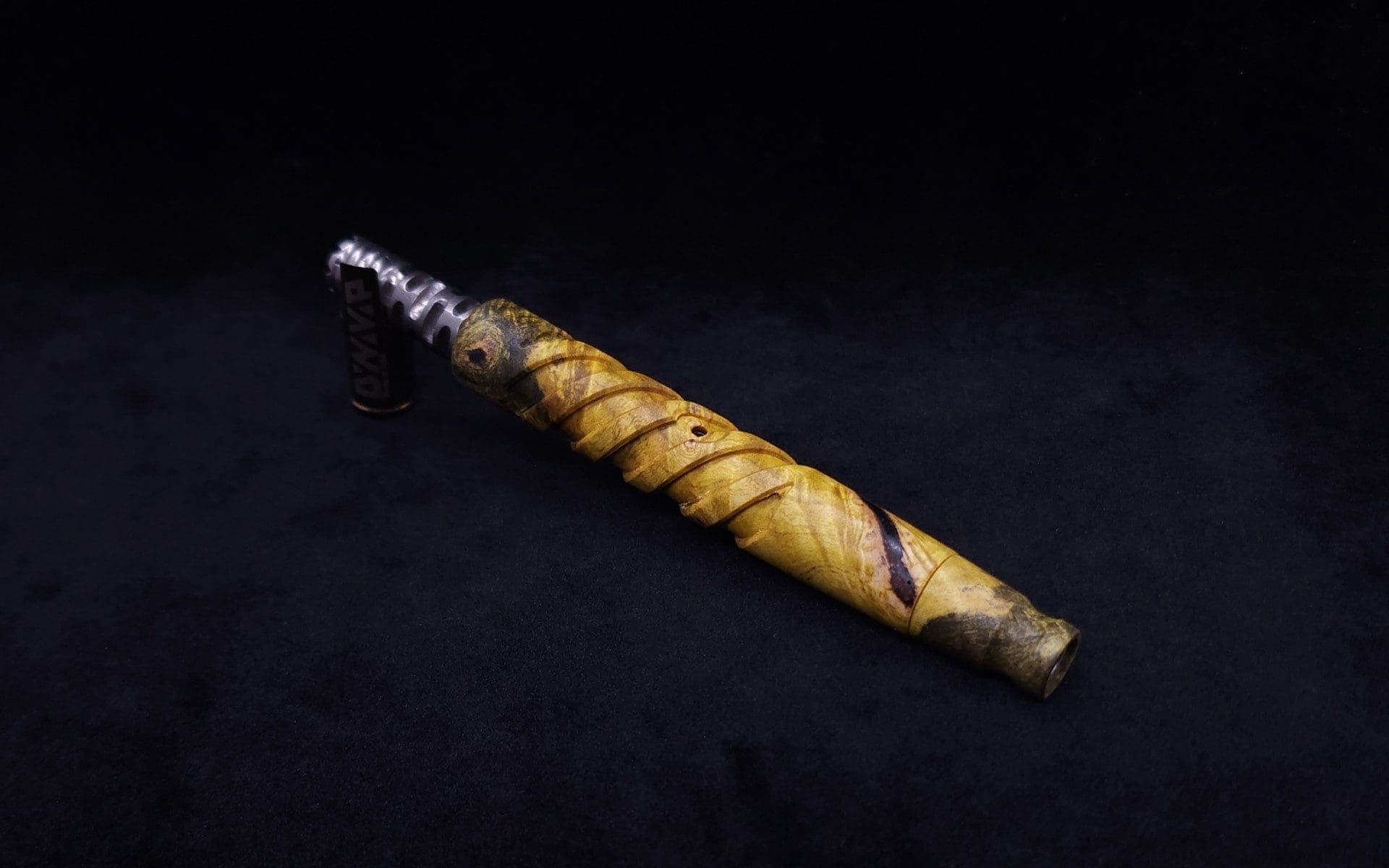 This image portrays Helical Dynavap XL Burl Stem + Book-Matched M.P.-NEW! by Dovetail Woodwork.