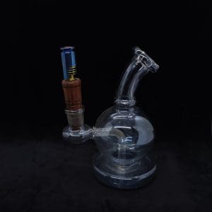 This image portrays Dynavap High Class 12mm/14mm Glass Adapter-Brazilian Rosewood w/condenser-NEW! by Dovetail Woodwork.