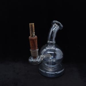 This image portrays Dynavap High Class 12mm/14mm Glass Adapter-Brazilian Rosewood w/condenser-NEW! by Dovetail Woodwork.