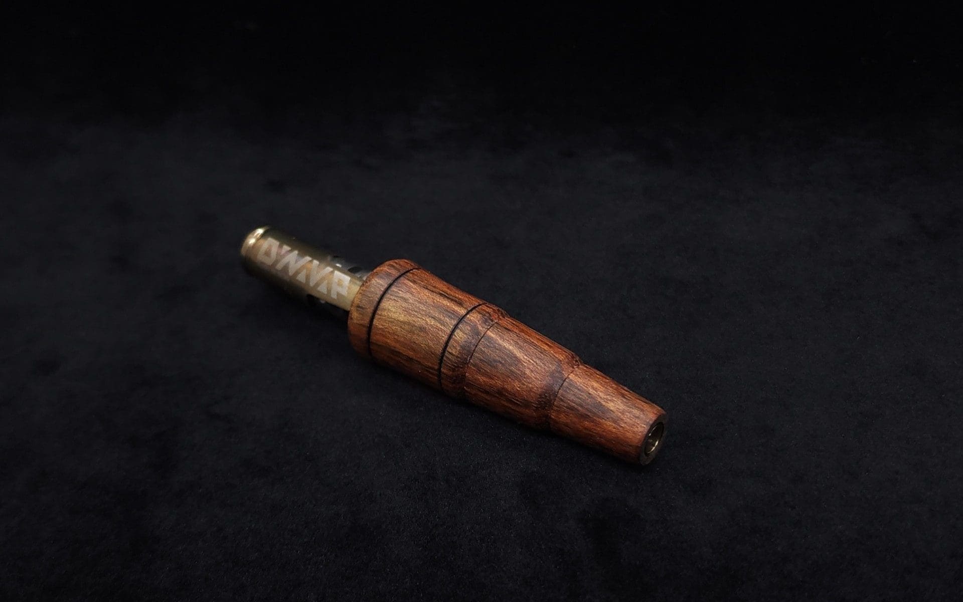 This image portrays Dynavap High Class 12mm/14mm Glass Adapter-Brazilian Rosewood w/condenser-NEW! by Dovetail Woodwork.