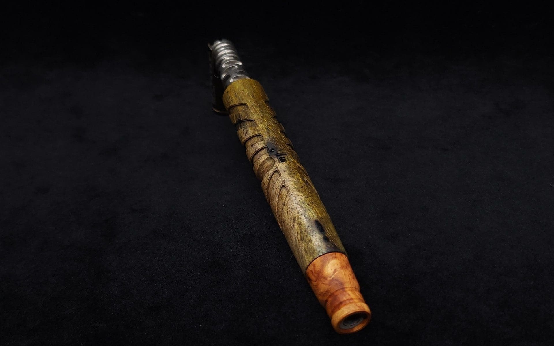 This image portrays Cascades Dynavap XL Burl Stem + Matched M.P.-NEW/2025 by Dovetail Woodwork.