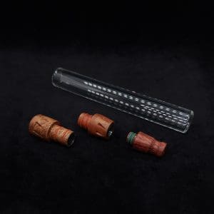 This image portrays Dynavap 3XL Boro-Glass/Burl Wood Specialty Stem Setup-NEW! by Dovetail Woodwork.