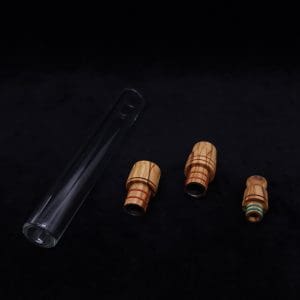 This image portrays Dynavap 3XL Boro-Glass/Olivewood Burl Wood Specialty Stem Setup-NEW! by Dovetail Woodwork.