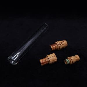 This image portrays Dynavap 3XL Boro-Glass/Olivewood Burl Wood Specialty Stem Setup-NEW! by Dovetail Woodwork.