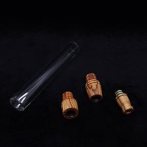 This image portrays Dynavap 3XL Boro-Glass/Olivewood Burl Wood Specialty Stem Setup-NEW! by Dovetail Woodwork.