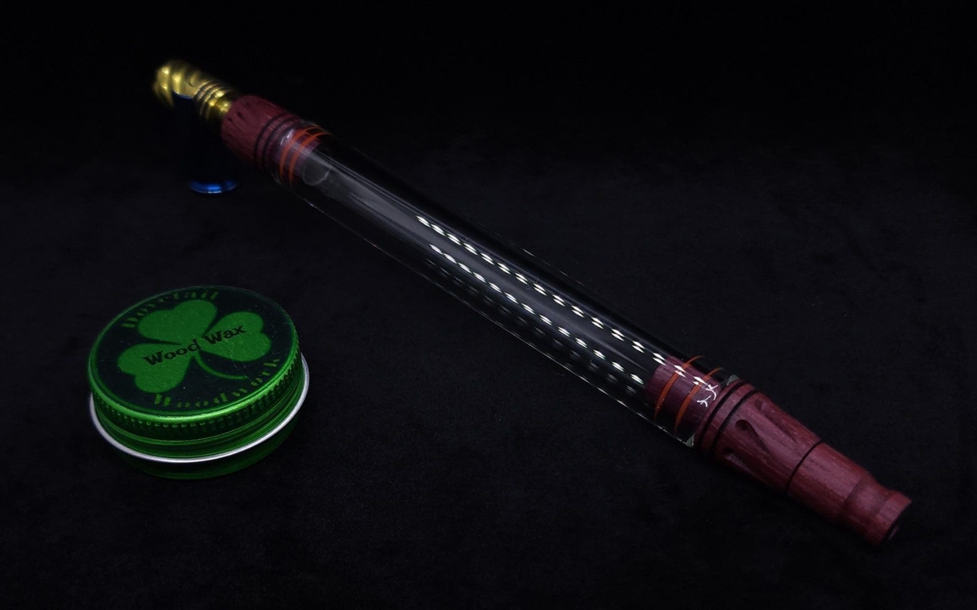 This image portrays Dynavap 3XL Boro-Glass/Purpleheart Wood Specialty Stem Setup-NEW! by Dovetail Woodwork.