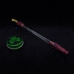 This image portrays Dynavap 3XL Boro-Glass/Purpleheart Wood Specialty Stem Setup-NEW! by Dovetail Woodwork.