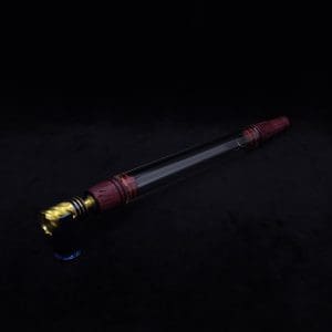 This image portrays Dynavap 3XL Boro-Glass/Purpleheart Wood Specialty Stem Setup-NEW! by Dovetail Woodwork.