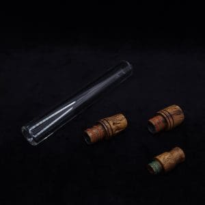 This image portrays Dynavap 3XL Boro-Glass/Bocote Burl Wood Specialty Stem Setup-NEW! by Dovetail Woodwork.