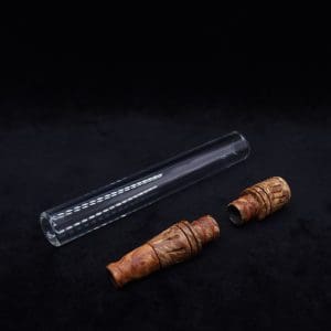 This image portrays Dynavap 3XL Boro-Glass/Graybox Burl Wood Specialty Stem Setup-NEW! by Dovetail Woodwork.