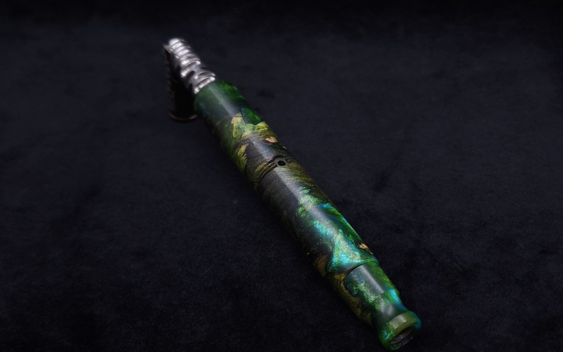 This image portrays Straight Taper Dynavap XL Burl Hybrid Stem + Book-Matched M.P. - NEW! by Dovetail Woodwork.