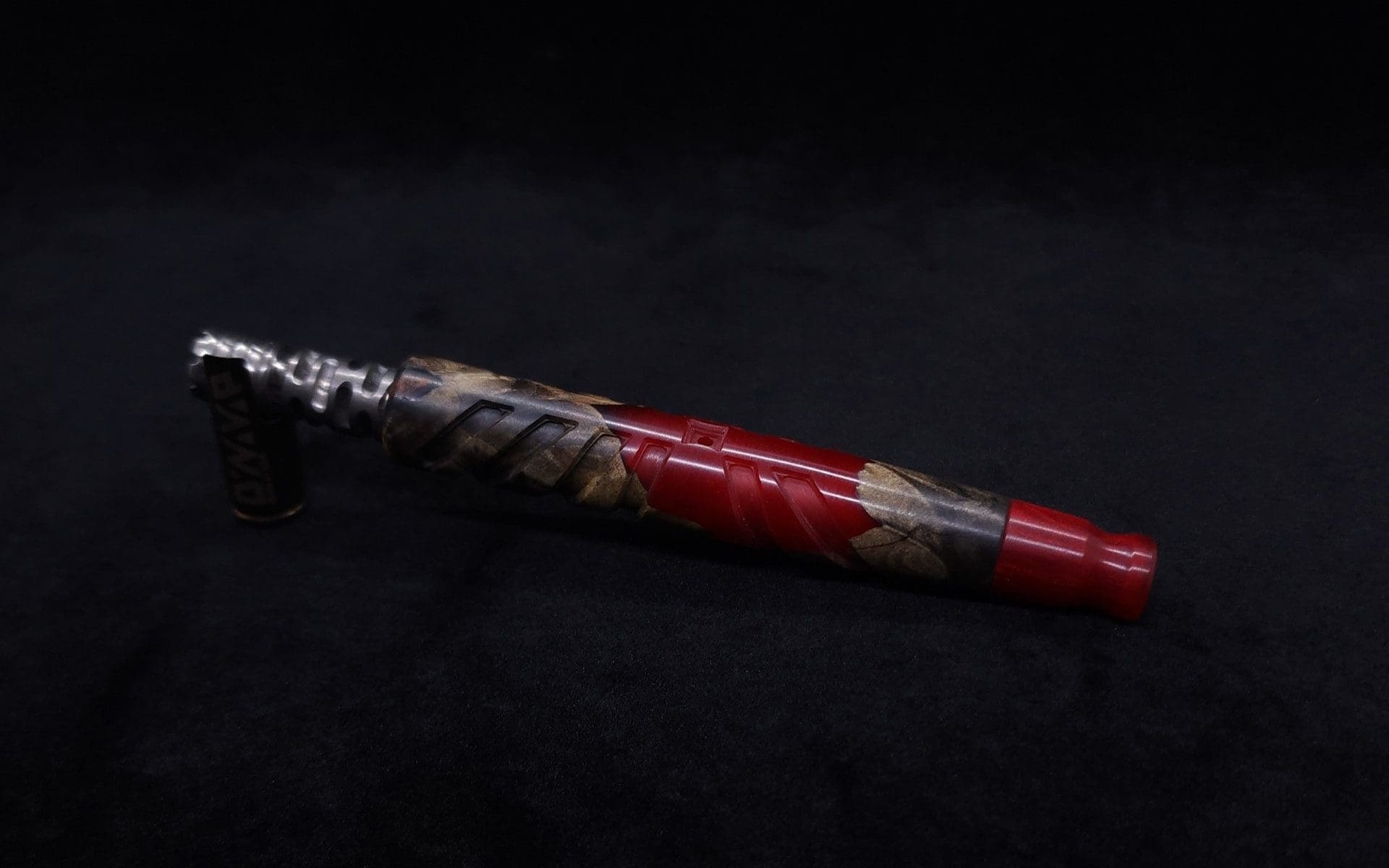 This image portrays Cascades Dynavap XL Burl Luminescent Hybrid Stem + Book-Matched M.P.-NEW/2025 by Dovetail Woodwork.