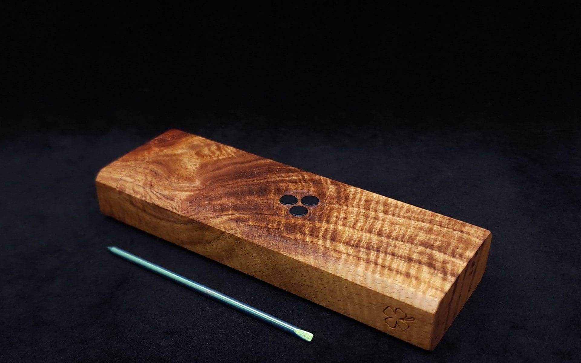 This image portrays Dynavap Device Dugout/Material Storage Case-Walnut Burl-Slim Stash XL by Dovetail Woodwork.