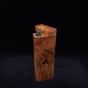 This image portrays Dynavap Device Dugout/Material Storage Case-Walnut Burl-Slim Stash XL by Dovetail Woodwork.