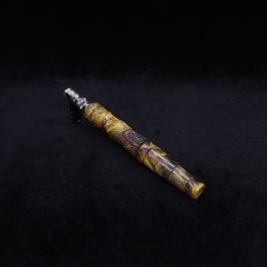 This image portrays Spiraled Hourglass XL Burl Hybrid Dynavap Stem + Book-Matched M.P. - NEW! by Dovetail Woodwork.