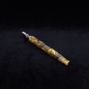 This image portrays Spiraled Hourglass XL Burl Hybrid Dynavap Stem + Book-Matched M.P. - NEW! by Dovetail Woodwork.