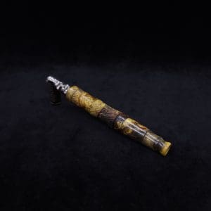 This image portrays Spiraled Hourglass XL Burl Hybrid Dynavap Stem + Book-Matched M.P. - NEW! by Dovetail Woodwork.