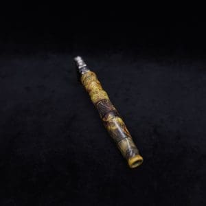 This image portrays Spiraled Hourglass XL Burl Hybrid Dynavap Stem + Book-Matched M.P. - NEW! by Dovetail Woodwork.