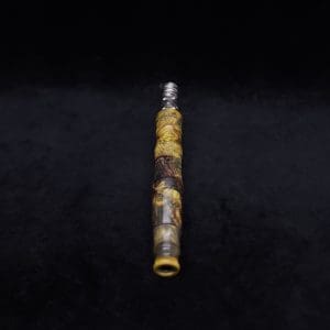 This image portrays Spiraled Hourglass XL Burl Hybrid Dynavap Stem + Book-Matched M.P. - NEW! by Dovetail Woodwork.