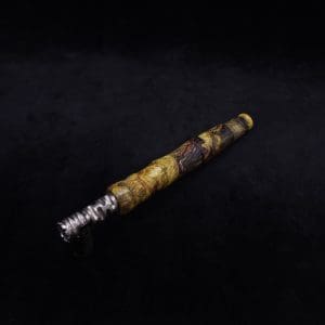 This image portrays Spiraled Hourglass XL Burl Hybrid Dynavap Stem + Book-Matched M.P. - NEW! by Dovetail Woodwork.