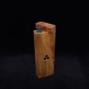 This image portrays Dynavap Device Dugout/Material Storage Case-Walnut Burl-Slim Stash XL by Dovetail Woodwork.