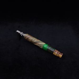 This image portrays Spiraled Cross-Cut XL Burl Hybrid Dynavap Stem + Matched M.P. - NEW! by Dovetail Woodwork.