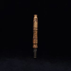 This image portrays Spiraled Hourglass XL Burl Dynavap Stem + Book-Matched M.P. - NEW! by Dovetail Woodwork.