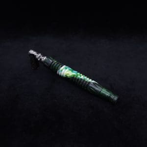 This image portrays Dynavap XL X-Fin Buckeye Burl Hybrid Stem + Book-Matched M.P.-NEW! by Dovetail Woodwork.