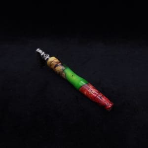 This image portrays Spiraled Hourglass XL Burl Hybrid Luminescent Dynavap Stem + Book-Matched M.P. - NEW! by Dovetail Woodwork.