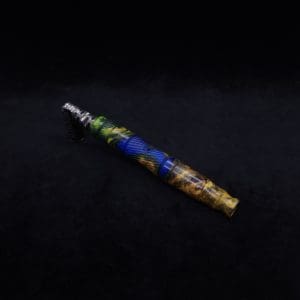 This image portrays Spiraled Hourglass XL Burl Hybrid Luminescent Dynavap Stem + Book-Matched M.P. - NEW! by Dovetail Woodwork.