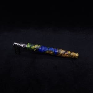 This image portrays Spiraled Hourglass XL Burl Hybrid Luminescent Dynavap Stem + Book-Matched M.P. - NEW! by Dovetail Woodwork.