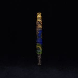 This image portrays Spiraled Hourglass XL Burl Hybrid Luminescent Dynavap Stem + Book-Matched M.P. - NEW! by Dovetail Woodwork.