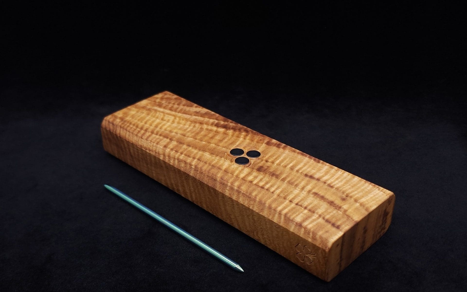 This image portrays Dynavap Device Dugout/Material Storage Case-Walnut Burl-Slim Stash XL by Dovetail Woodwork.