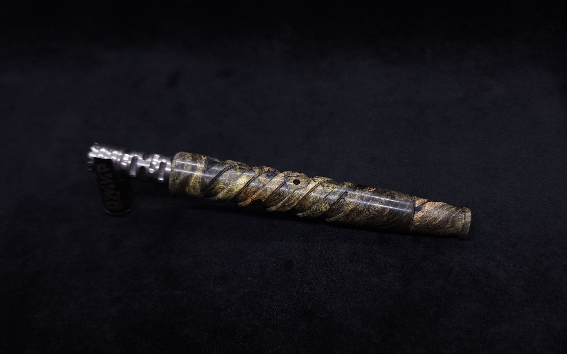 This image portrays Helical Dynavap XL Burl Stem + (2) Book-Matched M.P.'s-NEW! by Dovetail Woodwork.