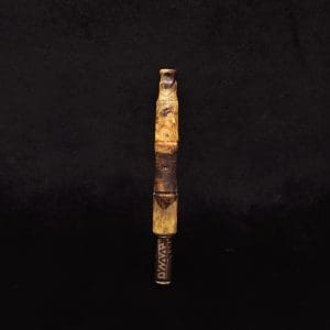 This image portrays Tri-Axial XL Burl Hybrid Dynavap Stem + Book-Matched M.P. - NEW DESIGN! by Dovetail Woodwork.