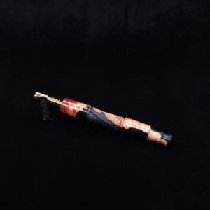 This image portrays Tri-Axial XL Manzanita Burl Hybrid Dynavap Stem + Book-Matched M.P. - NEW DESIGN! by Dovetail Woodwork.