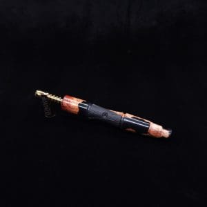 This image portrays Tri-Axial XL Manzanita Burl Hybrid Dynavap Stem + Book-Matched M.P. - NEW DESIGN! by Dovetail Woodwork.