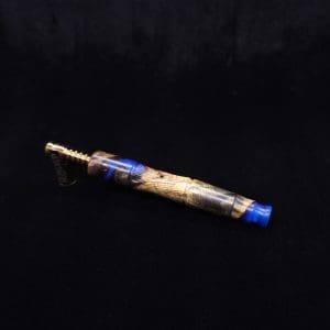 This image portrays Tri-Axial XL Burl Hybrid Dynavap Stem + Book-Matched M.P. - NEW DESIGN! by Dovetail Woodwork.