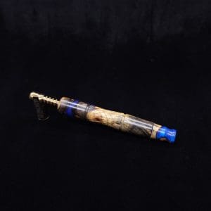 This image portrays Tri-Axial XL Burl Hybrid Dynavap Stem + Book-Matched M.P. - NEW DESIGN! by Dovetail Woodwork.