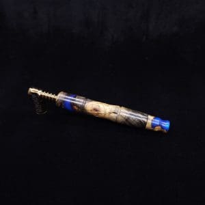 This image portrays Tri-Axial XL Burl Hybrid Dynavap Stem + Book-Matched M.P. - NEW DESIGN! by Dovetail Woodwork.