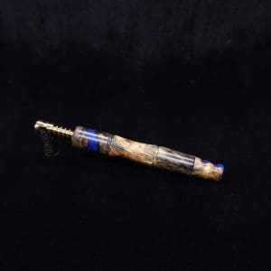 This image portrays Tri-Axial XL Burl Hybrid Dynavap Stem + Book-Matched M.P. - NEW DESIGN! by Dovetail Woodwork.