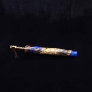 This image portrays Tri-Axial XL Burl Hybrid Dynavap Stem + Book-Matched M.P. - NEW DESIGN! by Dovetail Woodwork.