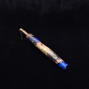 This image portrays Tri-Axial XL Burl Hybrid Dynavap Stem + Book-Matched M.P. - NEW DESIGN! by Dovetail Woodwork.