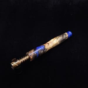 This image portrays Tri-Axial XL Burl Hybrid Dynavap Stem + Book-Matched M.P. - NEW DESIGN! by Dovetail Woodwork.