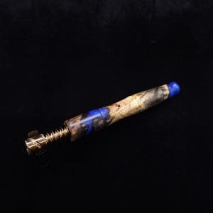 This image portrays Tri-Axial XL Burl Hybrid Dynavap Stem + Book-Matched M.P. - NEW DESIGN! by Dovetail Woodwork.